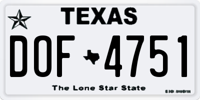 TX license plate DOF4751