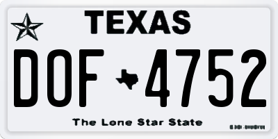 TX license plate DOF4752
