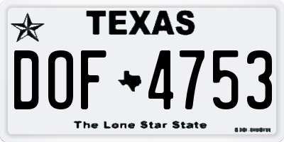 TX license plate DOF4753