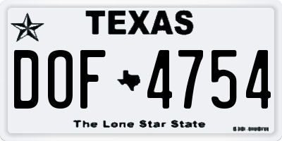 TX license plate DOF4754