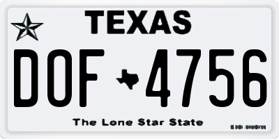 TX license plate DOF4756