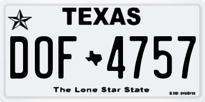 TX license plate DOF4757