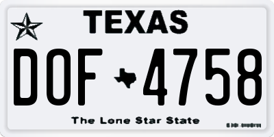 TX license plate DOF4758
