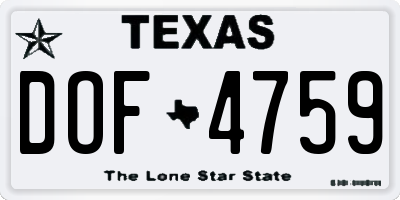 TX license plate DOF4759