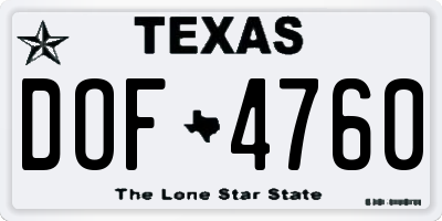 TX license plate DOF4760