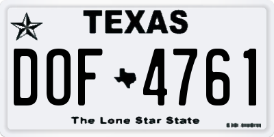 TX license plate DOF4761