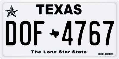 TX license plate DOF4767