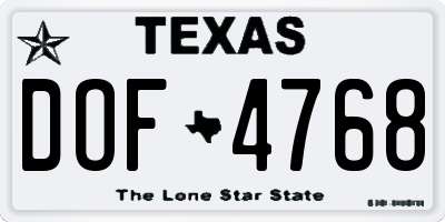 TX license plate DOF4768