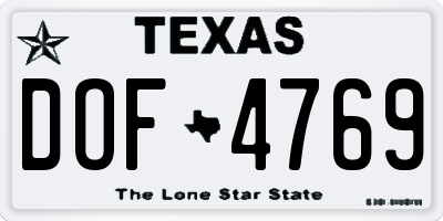 TX license plate DOF4769