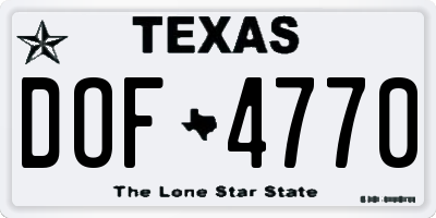 TX license plate DOF4770