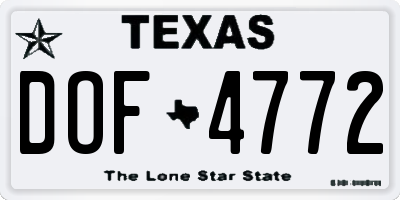 TX license plate DOF4772