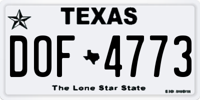 TX license plate DOF4773