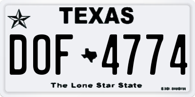 TX license plate DOF4774
