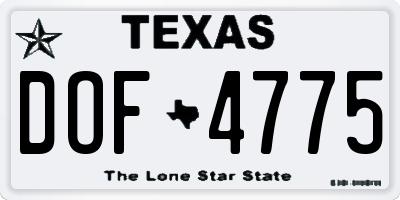 TX license plate DOF4775