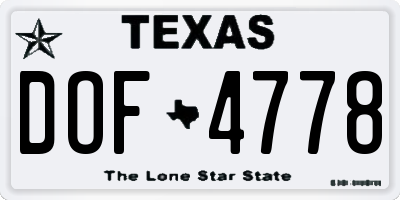 TX license plate DOF4778