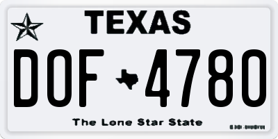TX license plate DOF4780