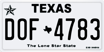 TX license plate DOF4783