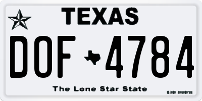TX license plate DOF4784