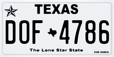 TX license plate DOF4786
