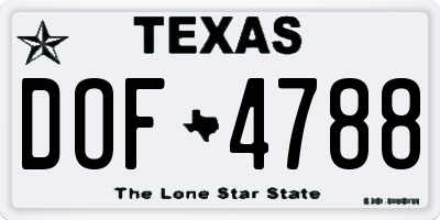 TX license plate DOF4788