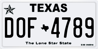 TX license plate DOF4789