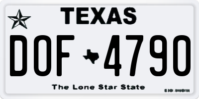 TX license plate DOF4790