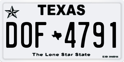 TX license plate DOF4791