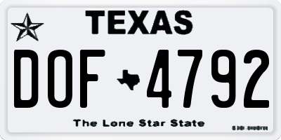 TX license plate DOF4792