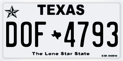 TX license plate DOF4793