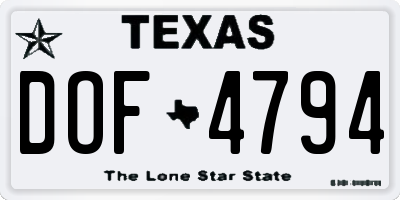 TX license plate DOF4794