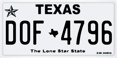 TX license plate DOF4796