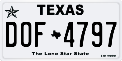 TX license plate DOF4797