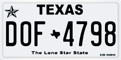 TX license plate DOF4798