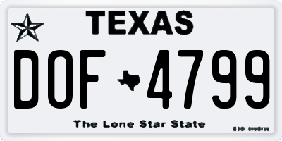 TX license plate DOF4799