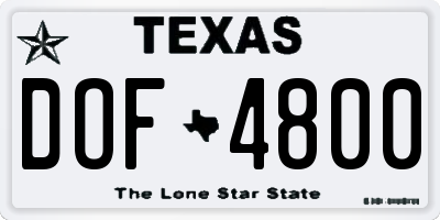 TX license plate DOF4800