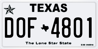 TX license plate DOF4801