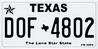 TX license plate DOF4802