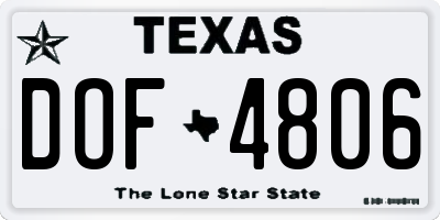 TX license plate DOF4806