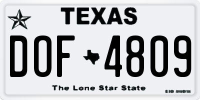 TX license plate DOF4809