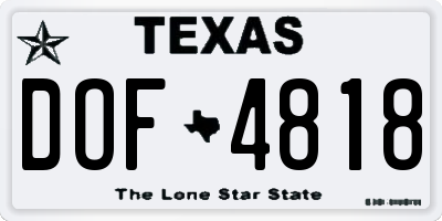 TX license plate DOF4818