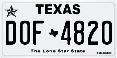 TX license plate DOF4820