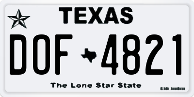TX license plate DOF4821