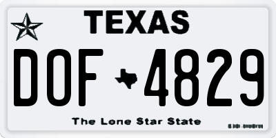 TX license plate DOF4829