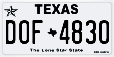 TX license plate DOF4830