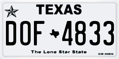 TX license plate DOF4833