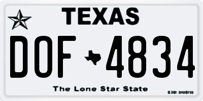 TX license plate DOF4834