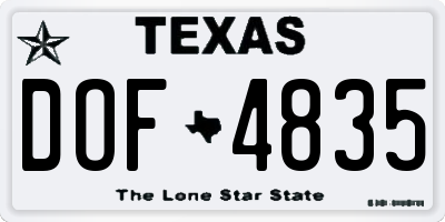 TX license plate DOF4835