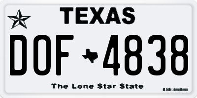 TX license plate DOF4838