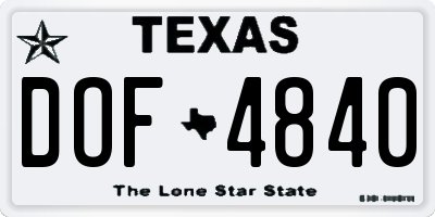 TX license plate DOF4840