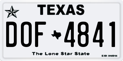 TX license plate DOF4841